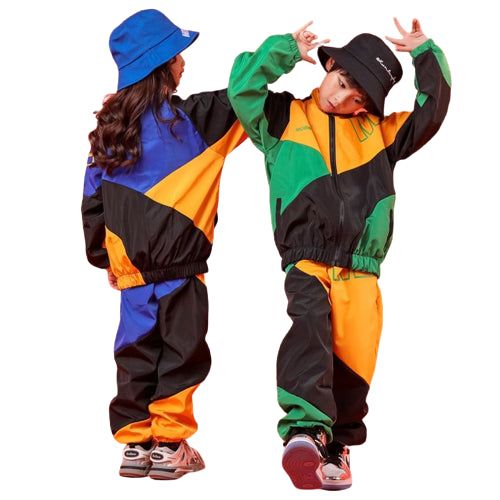 Kid Cool Hip Hop Clothing Pockets High Neck Jacket Top Coat Running Casual Jogger Pants Girls Boys Jazz Dance Costume Clothes - Jointcorp