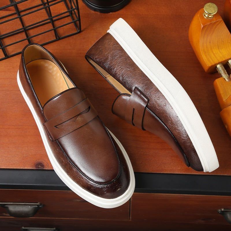 Sneakers Men Vulcanize Shoes Brown Slip-On Zapatos De Hombre Men Shoes - Jointcorp