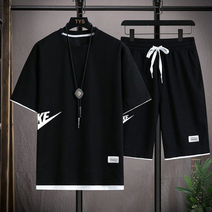 Men's Suit Fashion Sportswear Men's Short Sleeve T-shirt + Sports Shorts Suit Men's - Jointcorp