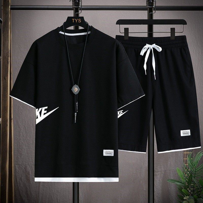 Men's Suit Fashion Sportswear Men's Short Sleeve T-shirt + Sports Shorts Suit Men's - Jointcorp