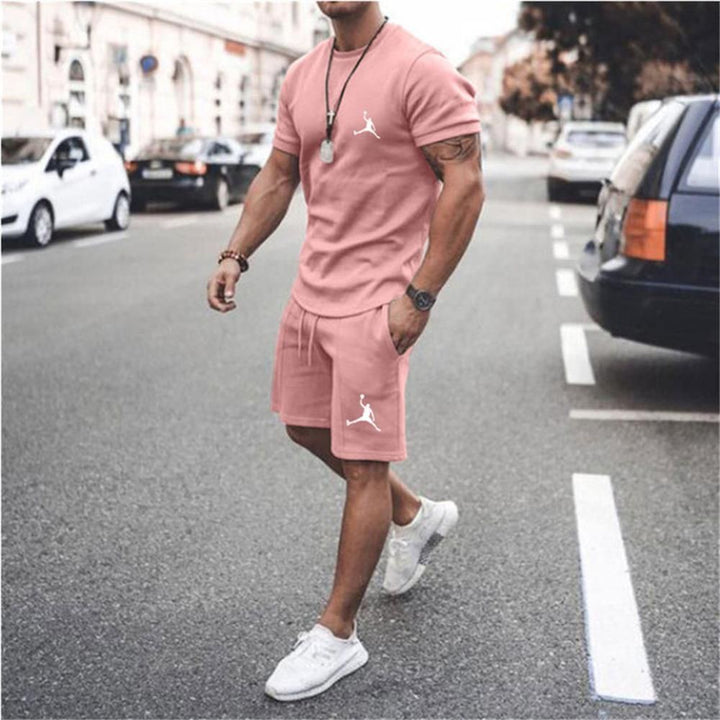 Men's Sportswear Cotton T-shirt+Shorts Two Piece Jogging Fitness Sports Casual Set - Jointcorp